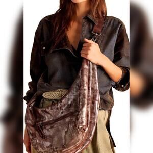 NWT $298 Free People We The Free Sparta Sling Bag Brown Leather
